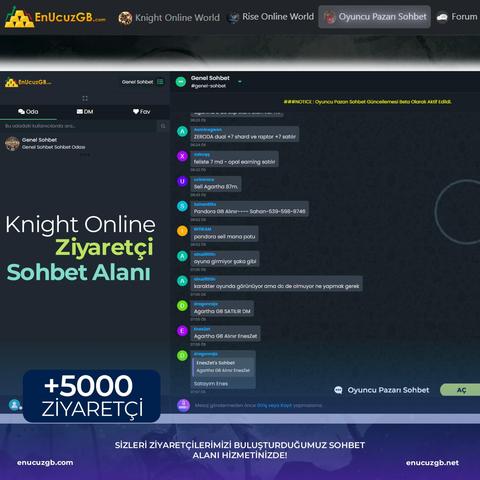 EnucuzGB.com / Knight Online Goldbar Borsası / BETA USER CHAT BÖLÜMÜ PAZAR AKTİF EDİLDİ