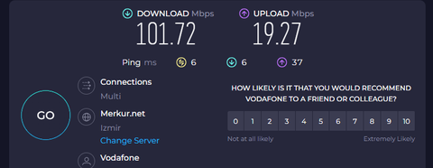 Vodafone fiber ping sorunu 200/20 mbps