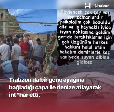Trabzonda bir genç intihar etti