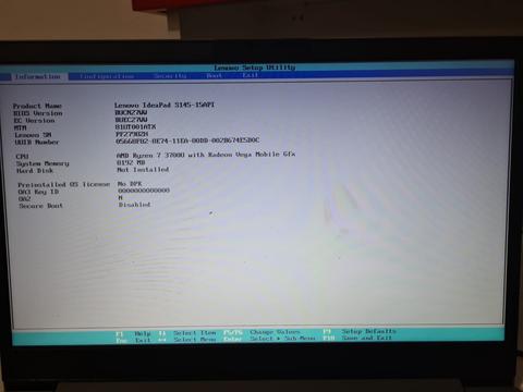 Lenovo S145-15API Boot Menu ve App data hatas