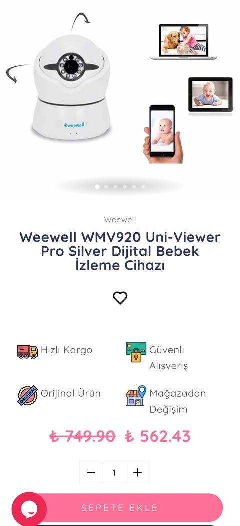 Weewell Uni-Viewer Pro Silver Bebek Kamerası 562 TL