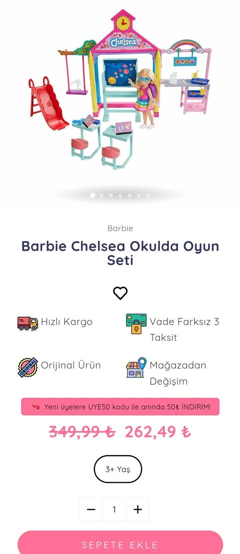 Barbie Chelsea Okulda Oyun Seti 262TL