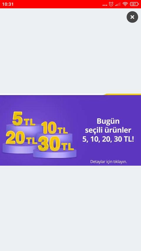 Getir büyük te ürünler 5 10 20 30 tl