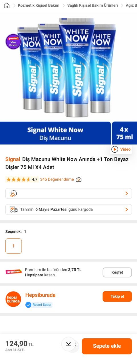 Signal White Now 75ml 4adet 125tl