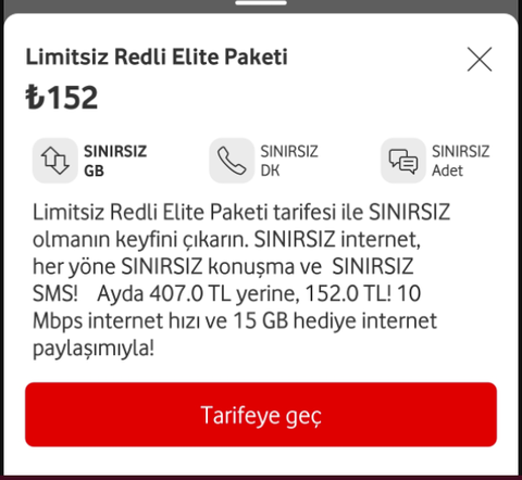 Limitsiz Redli (Silver, Elite, Ekstra) tarifelerine artık Faturasız kullanıcılar da geçebiliyor!