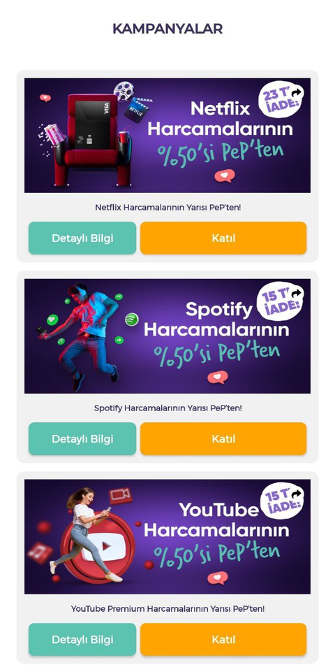 PeP Kart ve hesap kullanımı ücretsiz 