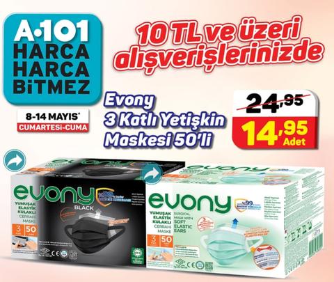 A101 50'Lİ EVONY MASKE 14.95TL | DonanımHaber Forum