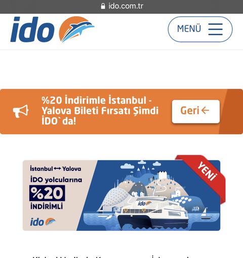 (Konu daha önce açılmış Silinebilir)İDO ile Pendik-Yalova Arabalı Feribot 89₺