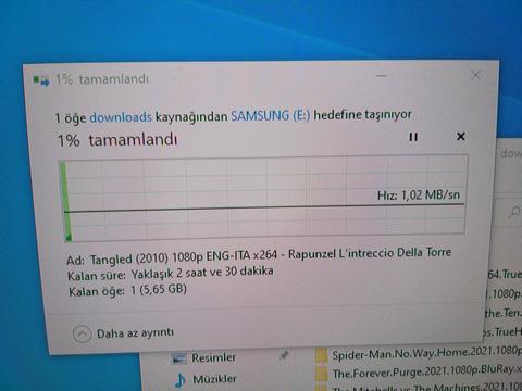 Bilgisayardan harici diske film kopyalama 2 saat sürüyor yardim
