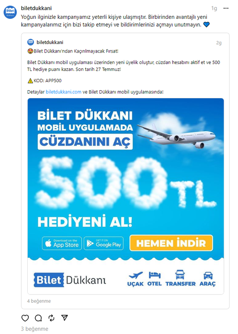 Bilet Dükkanı Mobil Uygulamasında Cüzdan Aktif Edene 500₺ Cüzdan Hediyesi veriyor! (BİTTİ!)