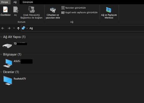 Windows 10 Ağ'da RealtekATV diye smart tv var