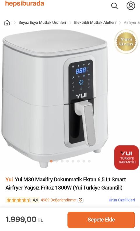 Yui M10 Maxifry Airfryer 3.5 lt 1230TL