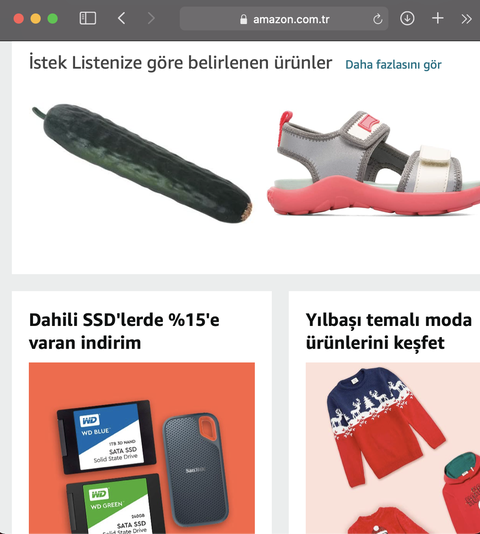 Amazon'un istek listeme göre önerdiği ürün hakkında