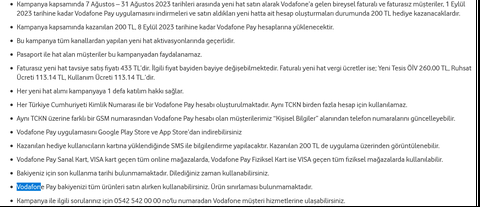 Vodafone Yeni Hat Alımına 200 TL İade (Vodafone Pay, 7-31 Ağustos)