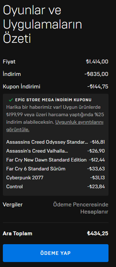 Epic Games'te Mega İndirim dönemi başladı: İndirim kuponu döndü