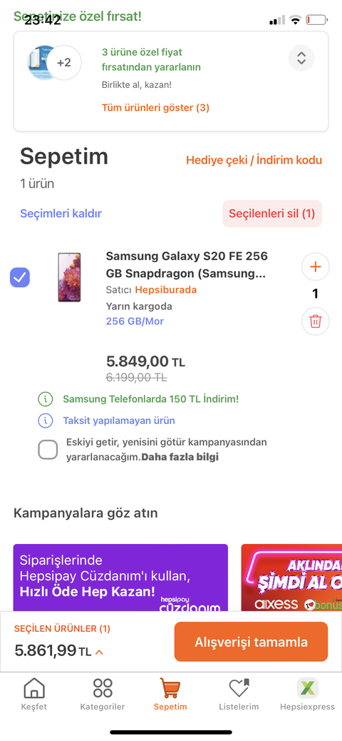 Samsung Galaxy S20 FE 8/256 Sepette 5.799,00 TL N11/SamsungTürkiye