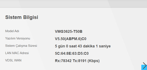 Zyxel VMG8623-T50B - Yeni Firmware (TurkNet)