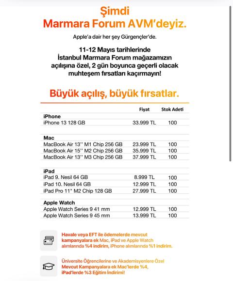 Marmara forum Apple indirimleri