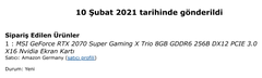 satılık MSI RTX 2070 SUPER GAMING X TRIO - 11 AYLIK