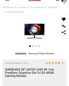 Samsung 4k UHD oyuncu monitörü (LU28H750UQMXUF)