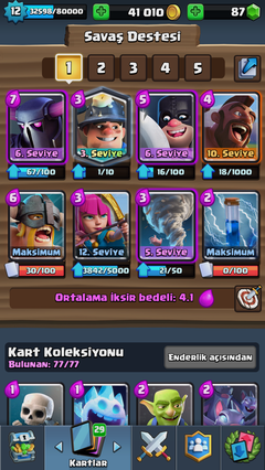 12 SEVİYE ELİT BARBAR VE ÇARPMALI CLASH ROYALE HESABI