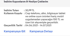 GİTTİGİDİYOR 100/30 KUPON 6TL