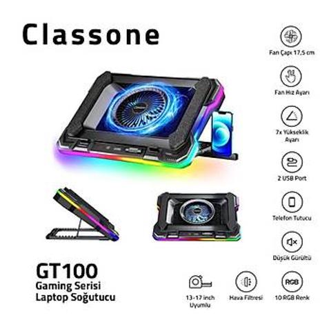 Notebook soğutucu Classone GT100 Gaming Laptop Sogutucu 2200RPM Rgb Işıklı , LED Display Notebook so