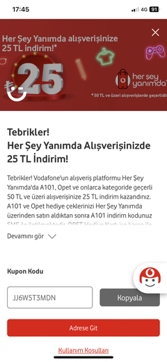 Vodafone Haftalık Çark hediyelerini buyrun yazalım