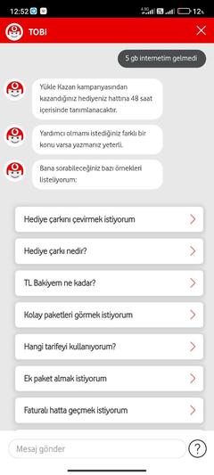 Vodafone Hediye paylaşım sayfası