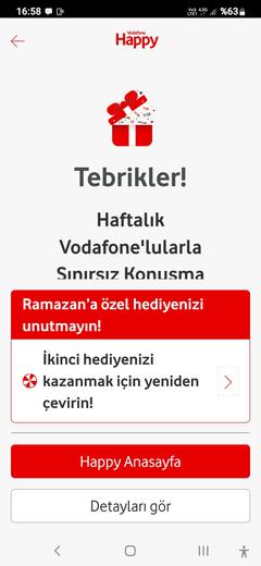 Vodafone Haftalık Çark hediyelerini buyrun yazalım