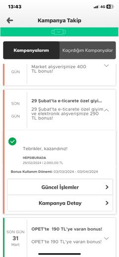 29 Şubat'ta 2000 TL ye 290 TL Garanti bonus