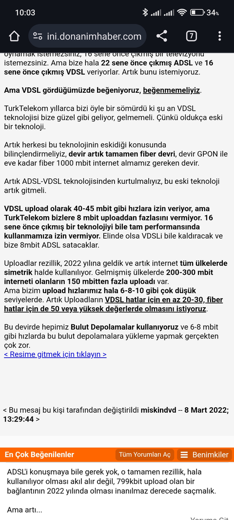 VDSL artık çok eskidi - 100mbit üstü download ve 8mbit üstü upload istiyoruz