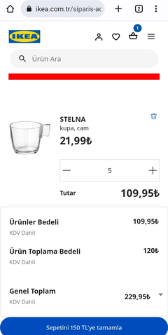 Ikea 23 cl Tamperli Cam Kupa - 22 ₺