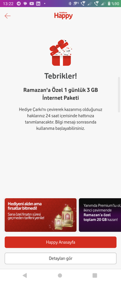 Vodafone Haftalık Çark hediyelerini buyrun yazalım