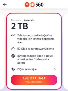 Yandex 360 - 2 TB + Özel Mail 1,56 $