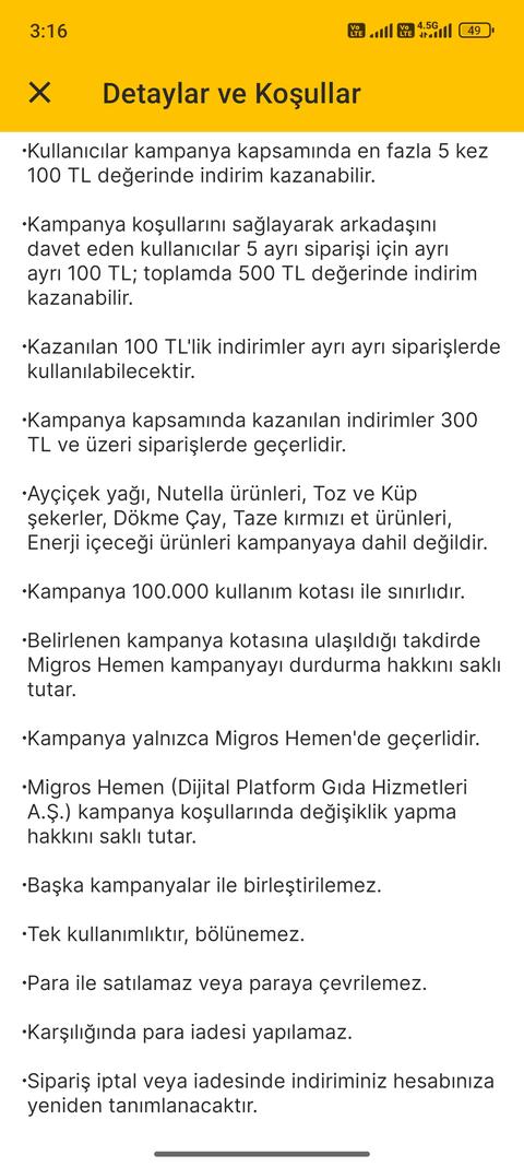 MİGROS HEMEN | DAVET KODU | 100 TL indirim kazan