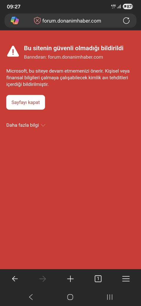 Bu sitenin güvenli olmadığı bildirildi !