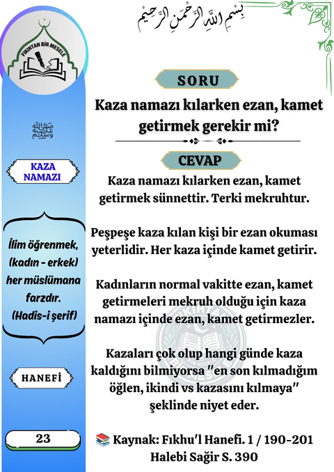 Dini Fetvalar ve Fıkıh Konuları