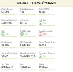 Realme GT3 (1 TB hafıza ve 16 GB RAM) 31.999₺!