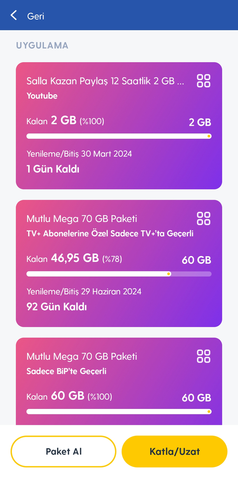 Turkcell tv+ ve sallakazan youtube İnternetleri ana paketten düşüyor.