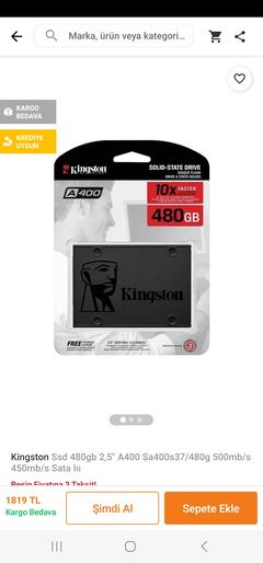 [SATILDI] 10 ADET KİNGSTON SSD  480 GB