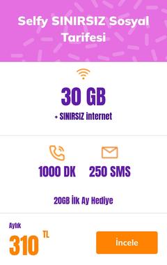 Türk Telekom Selfy den Yepyeni Faturalı Tarifeler! (30 GB + Sınırsız Sosyal Medya 310₺)