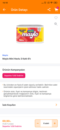 Yanıyor... 12 adet 3 Katlı maylo kağıt havlu 61 TL