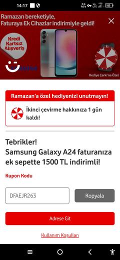 Vodafone Haftalık Çark hediyelerini buyrun yazalım