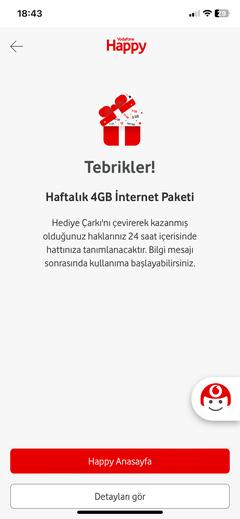 Vodafone Haftalık Çark hediyelerini buyrun yazalım