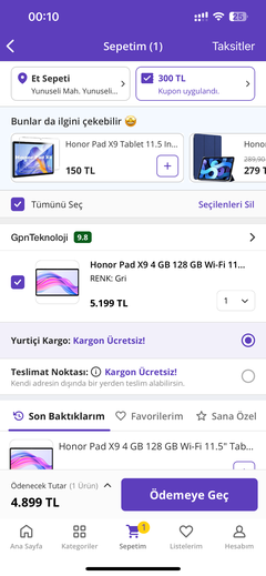 Honor Pad X9 4 GB RAM 128 GB Wi-Fi IPS 11.6" Uzay Gri Tablet İNDİRİM BİTTİ