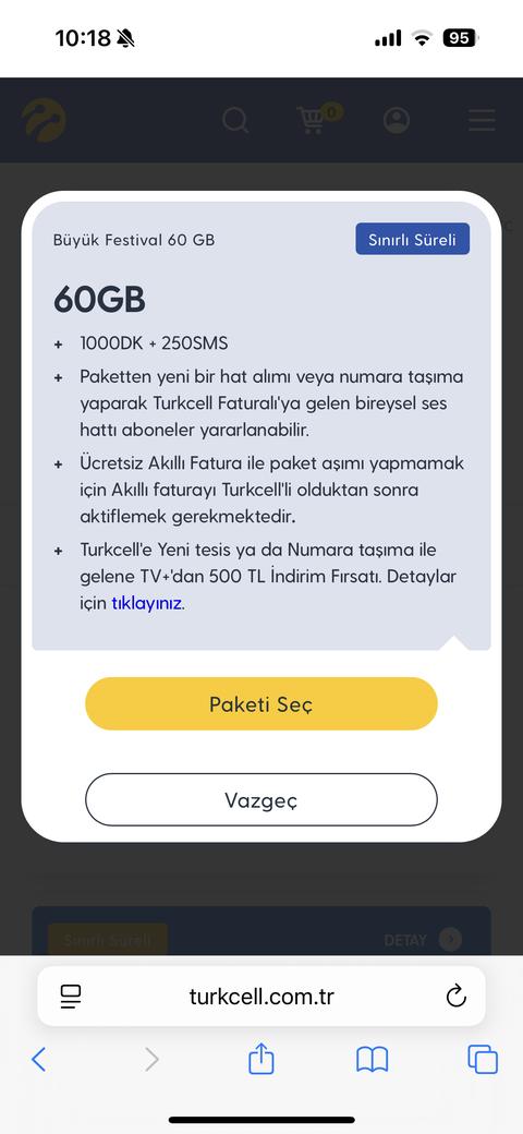 Turkcell Faturasız’dan Faturalı’ya Geçiş Tarifeleri (KISA SÜRELİ 60GB 420TL)