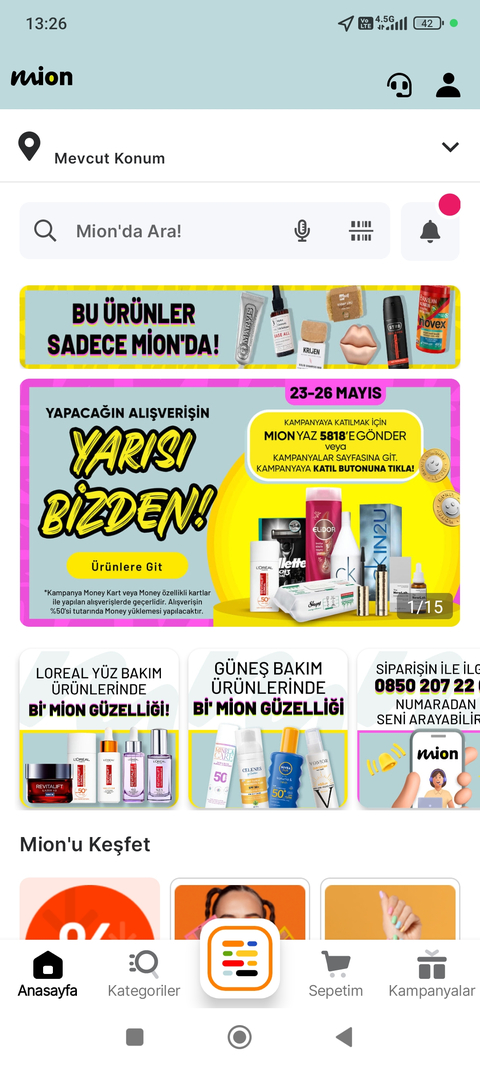 Mion magaza ve online alışveriş 600/300 money