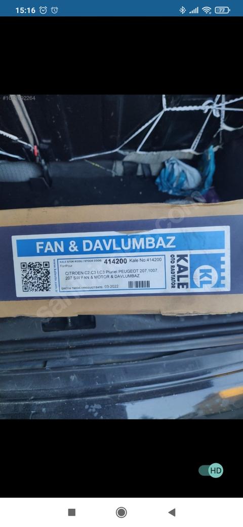 Satılık Kale Marka Fan&Davlumbaz Citroen c2-c3-Peugeot 207-1007