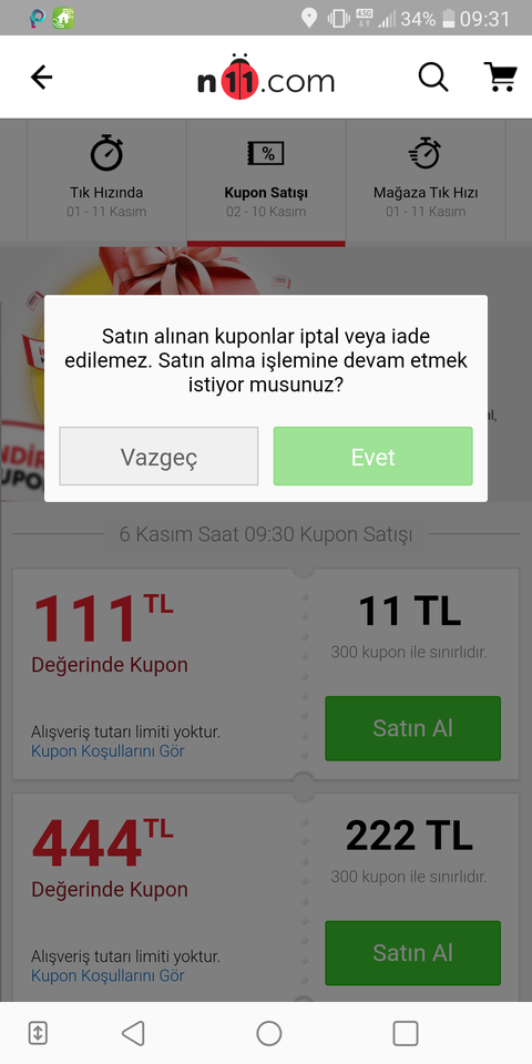 N11 11.11 Kampanyası (ilk mesaj güncel)